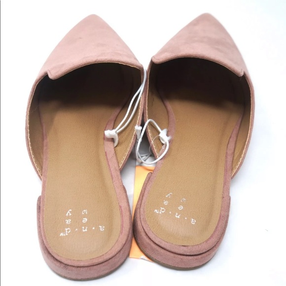 Slip On Pointed Toe Mules Flats Vegan Pink - Picture 4 of 4